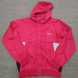 VTG Descente Red Casual Jacket Removable Hood Windbreaker Coat Adult Size Large